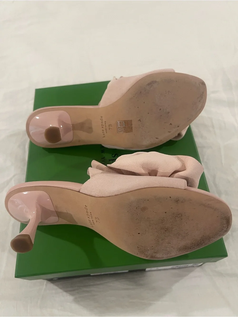 kate spade Powder Pink Ruffle Kitten Heel Mules - Picture 6 of 10